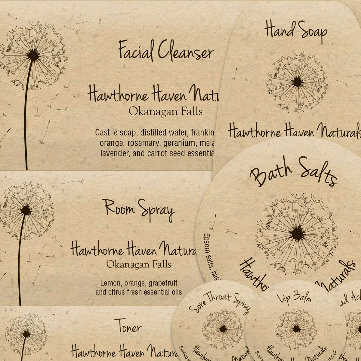 Hawthorne Haven Naturals labels
