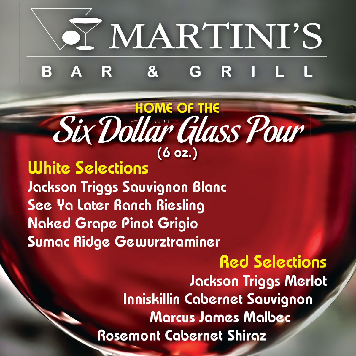 Martinis menu